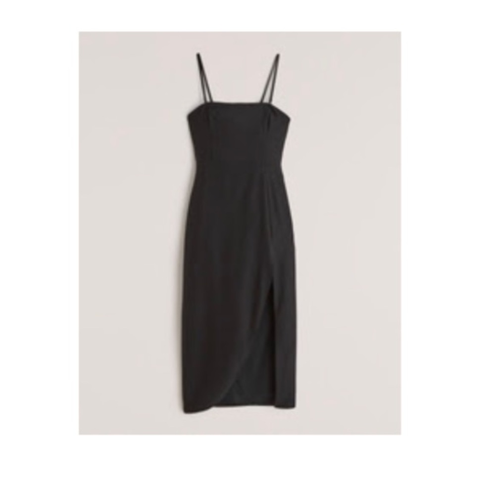 Abercrombie & Fitch Black Strapless Slip Midi Dress